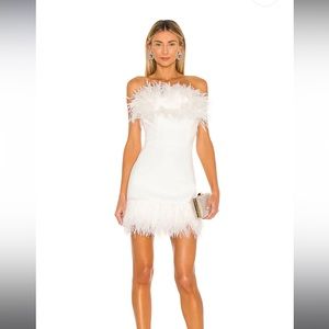 Bronx and Branco Lola Blanc White Feather Mini Dress size M
